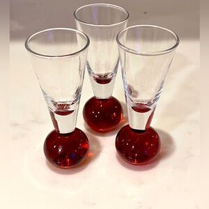 3 Pieces Vintage Amber Ball Bottom 2 Ounce Shot Glasses